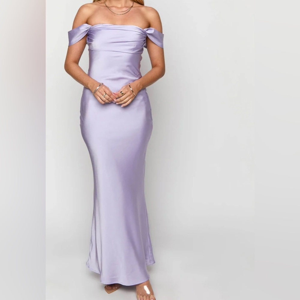 Beginning Boutique Purple Strapless Gown Prom